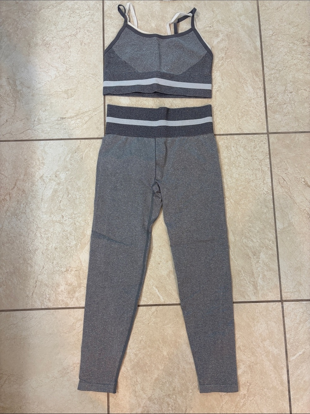 The Upside Gray High-Waist Leggings with Matching Sports Bra